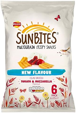 Sunbites Multigrain Crispy Snacks Sun Dried Tomato & Mozzarella Flavour 6x25g - (Pack of 2)