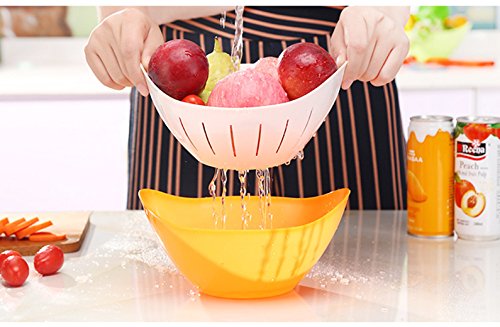 2-in-1 Mehrzweck drehbar Ablauf Korb Lebensmittel Sieb faltbar abtropfsieben Silikon Küche Sieb für Gemüse Obst Küche Werkzeug - 4