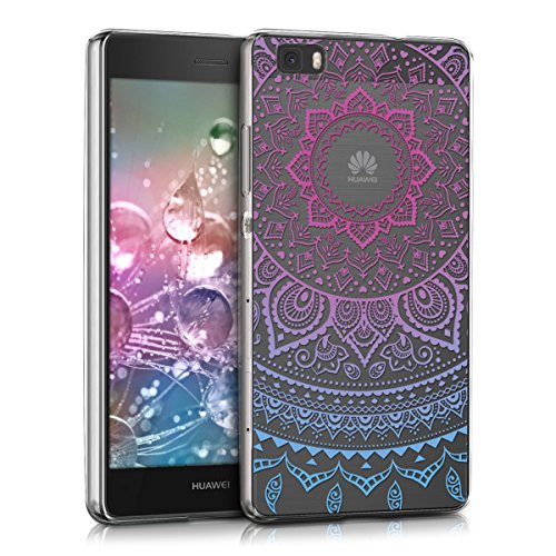 kwmobile Funda para Huawei P8 Lite  2015  - Carcasa de  TPU  para m  vil y dise  o de Sol hind   en  Azul Rosa Fucsia Transparente 