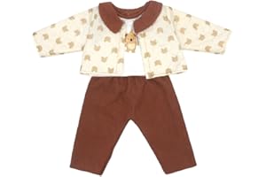 ZWOOS Ropa para Muñecas Bebés 50-55 cm, Conjunto Oso Pequeño Marrón Compatible con New Born Baby Muñecas, Regalos para Niñas y Niños