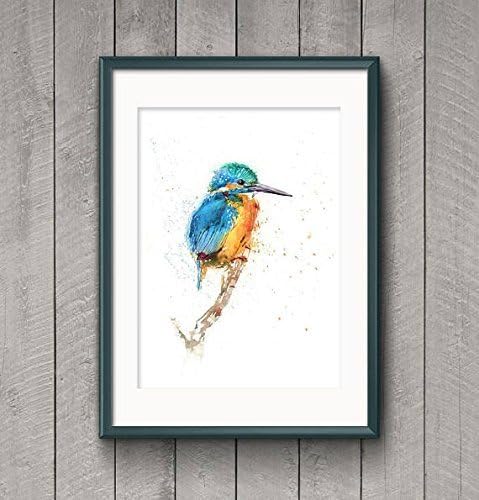 Fine Art Print of My Original Perched Kingfisher Bird Watercolour Painting Signed A3 A4 Wildlife Animal