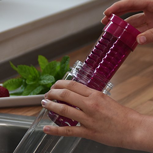 800ml Trinkflasche für Fruchtschorlen in den Farben Pink, Grün oder Transparent. Perfekte Sportflasche aus BPA-freiem Tritan. Super-einfacher und auslaufsicherer Trinkverschluss. Leicht zu reinigen. - 3