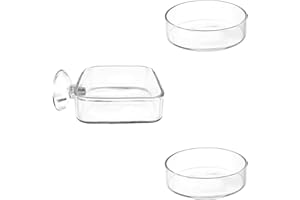 IAFVKAI Aquarium Garnelen-Futterschale Glas-Futterschalen für Aquarien, 1 x quadratischer Glas-Futternapf (60mm) mit Saugnapf, 2 x runder Fisch-Futternapf (60mm)