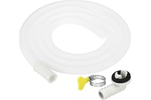 PATIKIL 6.5ft Aria Condizionatore Drenaggio Tubo Flessibile Kit, Universale Drenaggio Connettore Tubo di scarico con Morsetto per Mini-Split Finestra Unità AC Rubinetto, Bianco