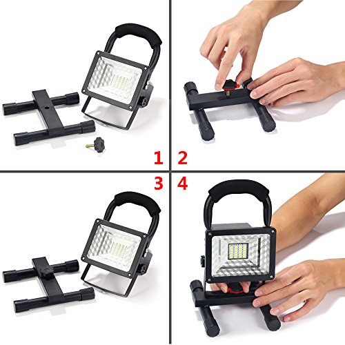 GRDE® Neuest 15W LED Arbeitsleuchte Tragbar Ultra Helle Handlampen Flutlicht Taschenlampen, Wasserdicht Flutfest Wiederaufladbar Abnehmbar Work Akku Work Light Lampen Torches, Multi Modi 24 LED Birnen 1600 Lumen 360° Drehbar Sicherheit Strahler Leuchten Schwerfer, Außen Beleuchtung für Camping Fischen Forschungsreise Auto Hüten, (Mit USB Ports und Spezielle SOS Modus) (Schwarz) - 2