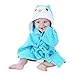 Produktbild Woneart Baby Jungen Mädchen Bademantel mit Kapuze Morgenmantel Baumwolle Kapuzenhandtuch Strandtuch Badetücher Tiere Robe Mantel (L for 100-120cm, blue penguin)