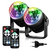 Boule Disco 2 Pack, ACCEWIT Lumière Soirée Lampe de Scène Éclairage de Discothèque Projecteur Effet Spot Stade Télécommande pour Fête, Soirée, Bar, Anniversaire, Club, DJ Disco, Cadeau, Enfants