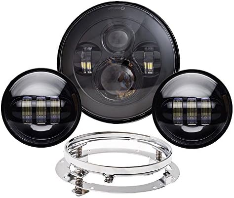 DOT Approved 7'' Black Daymaker LED Headlights + 4 ''Cree LED Fog Lights for Jeep Wrangler 97-2017 JK TJ LJ