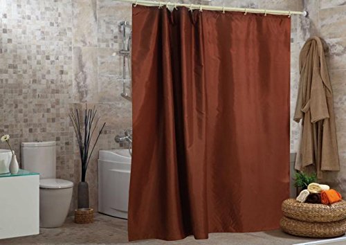 wohnideenshop WOHO50026 Duschvorhang Uni, Textil 240 x 200 cm inklusive Ringe, braun