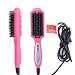 LONGKO 3 in 1 Hair Straightener , Pro Detangling Anion Hair straightening Brush,Electric Instant Magic Silky Straight Hair Styling Comb,Anti Scald Anti-static Ceramic Heating Massage Straightening Iron (Pink)