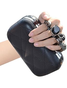 BABEYOND Damen Handtasche Clutch Skelett Muster Damen Clutch mit Schädel Ringen und abnehmbarer Kette aus weichem...