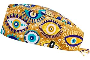 ROBIN HAT - Calot Chirurgien Femme et Homme | Cheveux Courts | Confortable, Ajustable, Respirant | 100% Coton Biodégradable | Soins de Santé, Médecins, Infirmiere, Dentiste | Taille Unique, Gold Eye