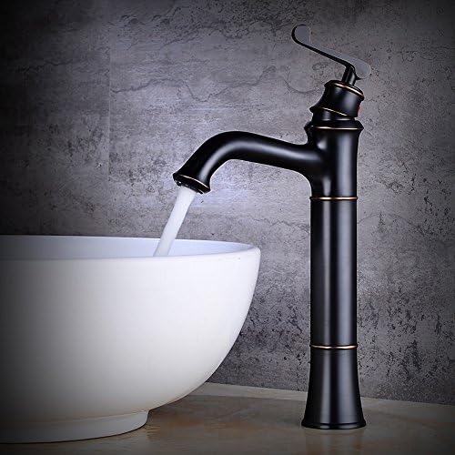 Neilyn Retro Bathroom Washbasin Faucet Taps Hot And Cold Bath Full Copper Black Paint Basin Vintage Mixer Tap European Antique Faucets Single Handle Single Hole Deck Installation (Size : M)
