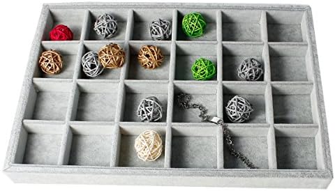 SiAura Material1x Jewellery Box, Ring Tray, Ring Stand, Box Grey Velveteen 24 x 35 x 3 cm