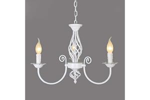 AUCF Pendentif Lampe Rétro Lustre Abat-Jour Restaurant Classique Bougie Lustre En Pendentif Réglable En Hauteur E14 Lampe Suspendue En Fer Forgé, Salon De Style De Campagne Simple Lampes Pendentif