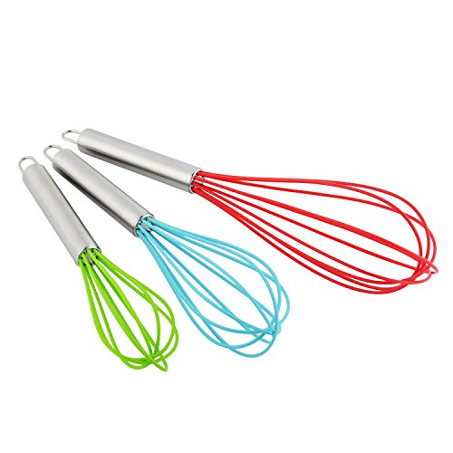 DRAGONN Silikon Schneebesen Set, Ei, Milchaufschäumer, Milk & Egg Beater Mixer, Geschirr für mischen, Schlagen und Rühren, Set von 3 - 2