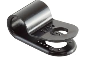 GTSE 100 Pack of Black Nylon P-Clips, 5.0mm (3/16”) Diameter, Plastic Cable Clips