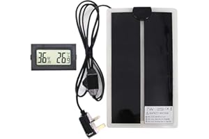 Skystuff Reptile Heat Mat and Digital Thermometer Hygrometer, 7W Waterproof Terrarium Heat Mats and Mini Temperature Humidity Meter for Turtle, Tortoise, Snakes, Lizard, Gecko Tank Warmer