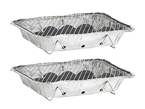 infactory Einmal Grill: Handliche Einweggrills im 2er-Pack, mit 500 g Kohle und Anzünder (Einweg-Grill)