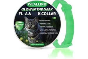 WEALLIN Lumineux Collier Anti-puces pour Chats, Collier Anti Puces et Tiques pour Chats Ajustable et Imperméable, Protection Naturelles et Efficace Pendant 8 Mois à Tous Les Chat, Vert (1 PC)