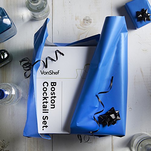 VonShef Premium Boston Cocktail Set mit Rezeptbuch, Edelstahl 550ml Shaker & Glas, gedrehter Barlöffel, Hawthorne-Sieb, 25ml/ 50ml Messbecher & Holz-Stößel – Zwei Jahre KOSTENLOSE Gewährleistung - 6