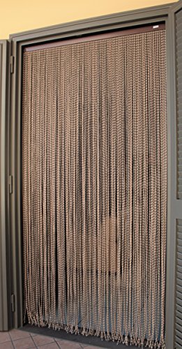 PVC-Türvorhänge Modell Capri – Aluminiumträger – Made in Italy – Eichmaß (90×200/100X220/120X230/130X240/150X250) – Fliegenvorhang (100X220, Elfenbein und braun) - 3