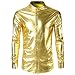 Produktbild Langarmshirt Für Herren, Stehkragen Langarmhemd Einfarbig Lange Ärmel Shirt Bemalte T-Shirt Langärmlige Hemd Lackleder Longshirt Top Bluse Resplend