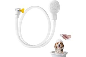 VQUNBG Pet Portable Shower Attachment for Bath Taps, Sink Single Tap Shower Attachment Head Hose Spray, Single Tap Showers with Fit Clamp Included, White Hose (1.3 M)
