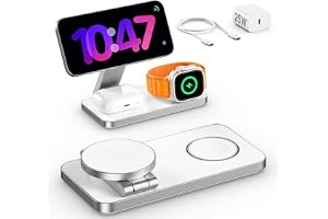 3-i-1 laddstation med Qi2.2 25W, Apple Watch laddningsstation, kompatibel med Magsafe trådlös laddare för iPhone 17/16/15/14