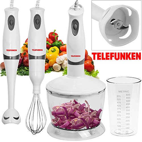TELEFUNKEN Stabmixer Mixer Zerkleinerer Pürierstab Mixstab Edelstahlklinge Pürieren Schneebesen versch. Aufsätze