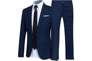 Allthemen Mens Suits 2 Piece Slim Fit Wedding Dinner Tuxedo Business Casual Jacket Trousers