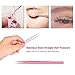 Anself 2Pcs/set Straight/Curved Nail Tweezers Nippers Tools Eyelash Extension Tweezers Pointed Clip Makeup Tools