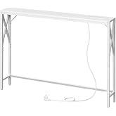 MAHANCRIS Side Table with Charging Base, Entryway Table, Long Narrow Console, Hallway Table, Vintage Sofa Back Table, Suitabl