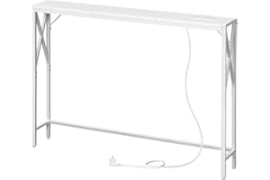 ‎MAHANCRIS MAHANCRIS Konsolentisch mit Ladestation, Eingangstisch, Schmaler Konsolentisch, Flurtisch, Ausstellungstisch, Beistelltisch für Eingangsbereich, Wohnzimmer, Flur, Weiß ACTWT151UE01
