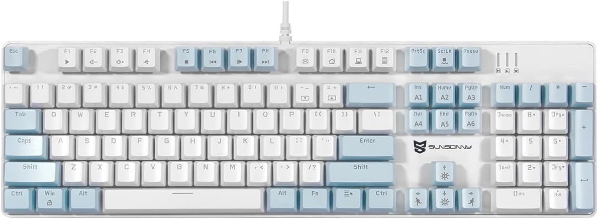 Qisan Mechanical Gaming Keyboard Wired Ice Blue Led Backlit Keyboard Brown Switch Full Size 104 Keys US Layout | Computer Keyboards | Gaming Accessories