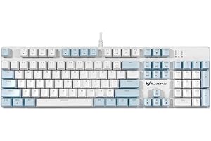 Qisan Mechaniczna klawiatura do gier, przewodowa klawiatura LED, podświetlenie tła LED, 104 przyciski, amerykański układ klawiatury do gier ze zdejmowanym, brązowy przełącznik