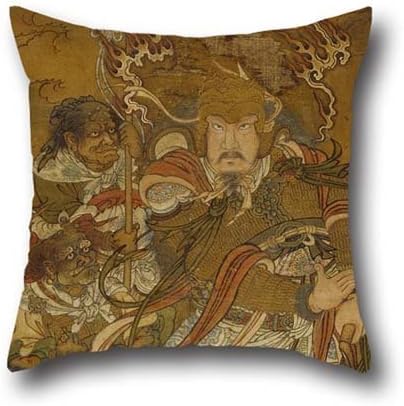 The Oil Painting Unknown Chinese - Guardian With Attendants Throw Cushion Covers Of ,16 X 16 Inches / 40 By 40 Cm Decoration,gift For Her,office,kitchen,car Seat,lounge,home Office ()