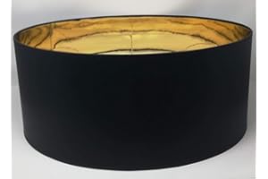 ARG LIGHTING 50 cm Tambour Abat-jour, Fait à la Main, Tissu Noir Doublure dorée, pour Plafond, Suspension, Table Lampe