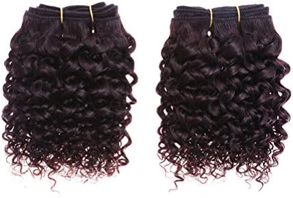 Emmet Short Curly Hair Extension 8Inch Easy Installing &amp; Sewing Ombre Colors Brazilian Human Hair Can be Dyed and Permed Afro Kinky Weave 2Bundles/lot 50g/Bundle
