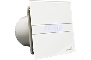 CATA E-100 MTH Aspiratore Bagno Serie E MT Hygro Pannello Frontale in Metacrilato Bianco Con Timer e Rilevatore di Umidità Classe Energetica B Aspiratore Bagno Silenzioso Largo 15 cm
