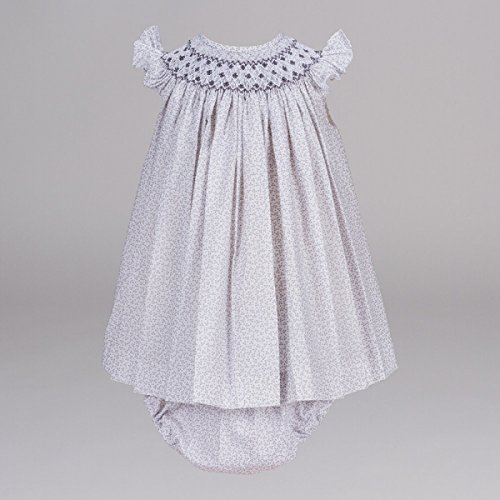 Baby Dress with Knickers Liberty- Grey- newborn gift- BebeDeParis- size: 6 months - 100% cotton- baby gift