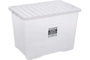 Wham 2 x Pack of 3 – 80 Litre Crystal Storage Box with Lid – Clear