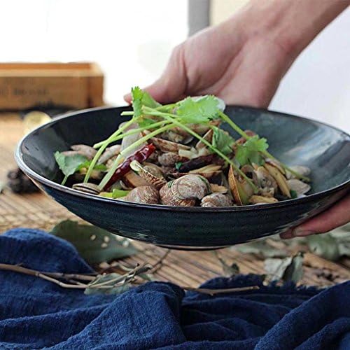 9.25in Ceramic Salad Bowl Creative Big Mouth for Restaurant Kitchen Ramen Fruit Western Food (dark Green)