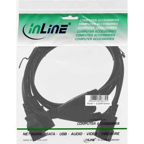 3er Set InLine Netz-Y-Kabel (1x Kaltgeräte-Buchse, 2x Kaltgeräte-Stecker, 1,8m) schwarz - 2