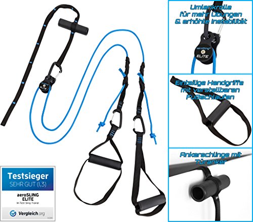 aeroSling ELITE (Modell 2017) – Sling Trainer mit Umlenkrolle, Türanker, Online-DVD, Poster - 2