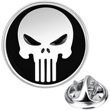Pin's Skull Punisher - Épinglette Tête De Mort Pour Bikers, Militaires Et Style Rock