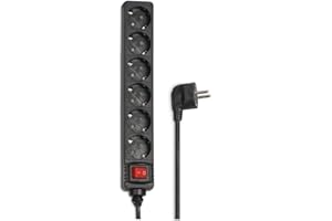 Hama Listwa zasilająca z 6 gniazdami wtykowymi z przełącznikiem Save Energy do oszczędzania energii, gniazda obracane o 45 stopni, zwiększona ochrona przed dotykiem, kabel 1,4 m, certyfikat GS),