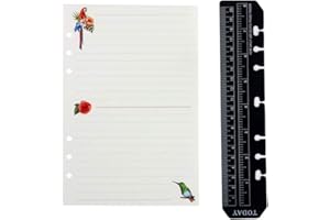 YHH A5 Recambio Cuaderno con Regla, Hojas lineas/Rayas, Notebook Refill para A5 Libreta 6 Anillas Diario Organizadol Bloc de Notas, 180 Paginas rayado