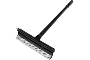 MisFun Escobilla de Goma para Lavar el Parabrisas del Coche, 2 en 1 Limpiador de Ventanas con Mango, Escobilla de Goma para Puertas de Ducha Limpiacristales para Automóviles, Suelos, Vidrio, Largo