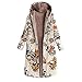 Produktbild Berimaterry Damen Warm Pullover Fleecemantel Vintage Winterjacke Gefüttert Plüschjacke Jacke Parka Wintermantel Outwear Warm Outwear Blumendruck Mit Kapuze Taschen Vintage Oversize Mäntel